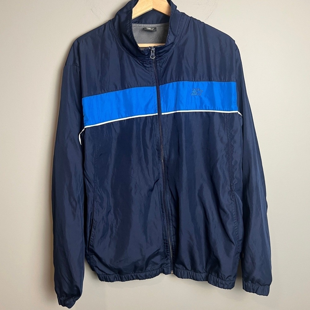 Vintage 90s Starter Track Jacket Mens Large Navy Full Zip Y2K